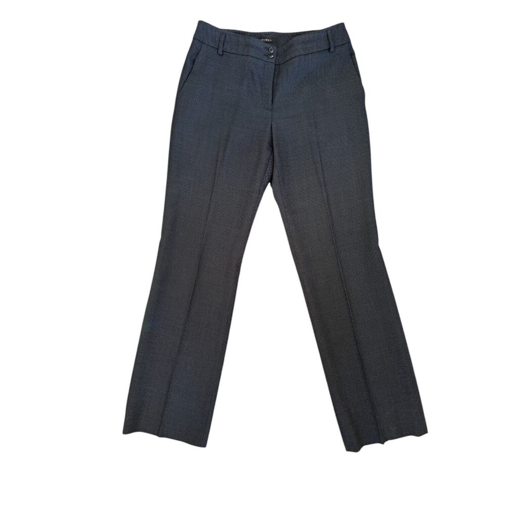 Louben Navy Blue Dot Mid Rise Wool‎ Womens Career Workwear Trouser Pants 10